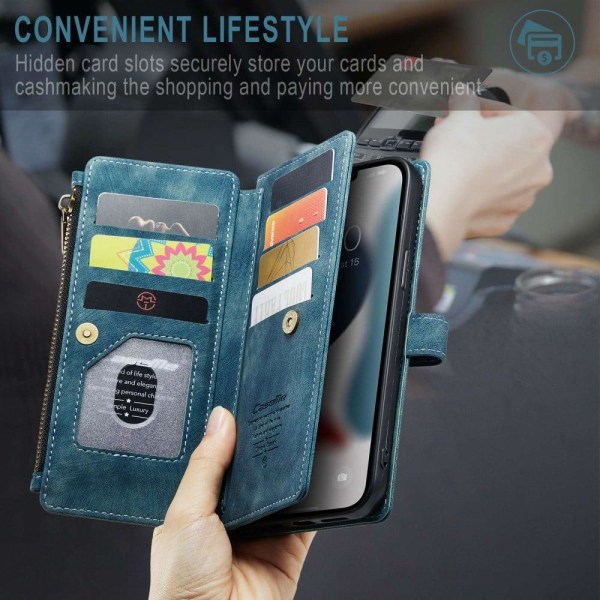 CaseMe zipper-wallet phone case for iPhone 12 Pro Max - Blue Blue