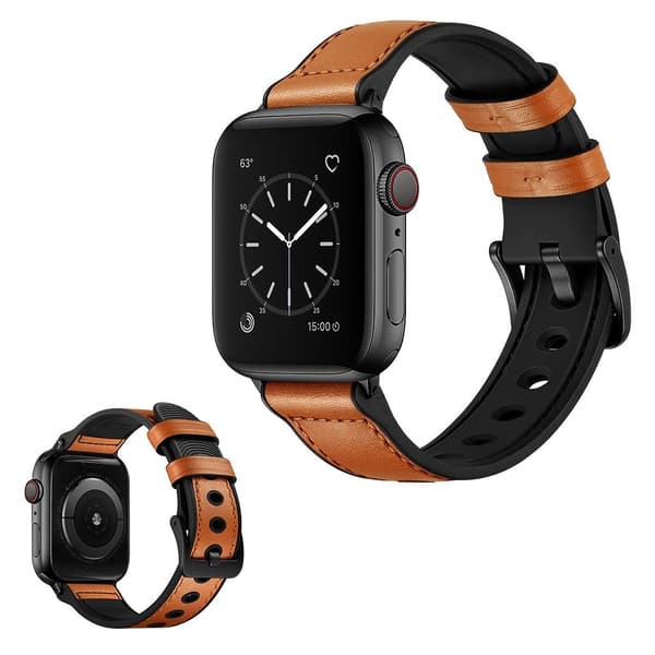 Apple Watch Series 5 / 4 44mm unik urrem i ægte læder - Brun Brown