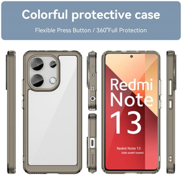 Xiaomi Redmi Note 13 4G älykäs akryylikansi - Läpinäkyvä Harmaa Silver grey