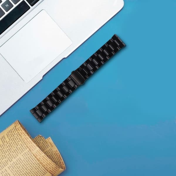 Popglory Replacement Strap Waterproof Resin Sports Watch Band - Sort Black