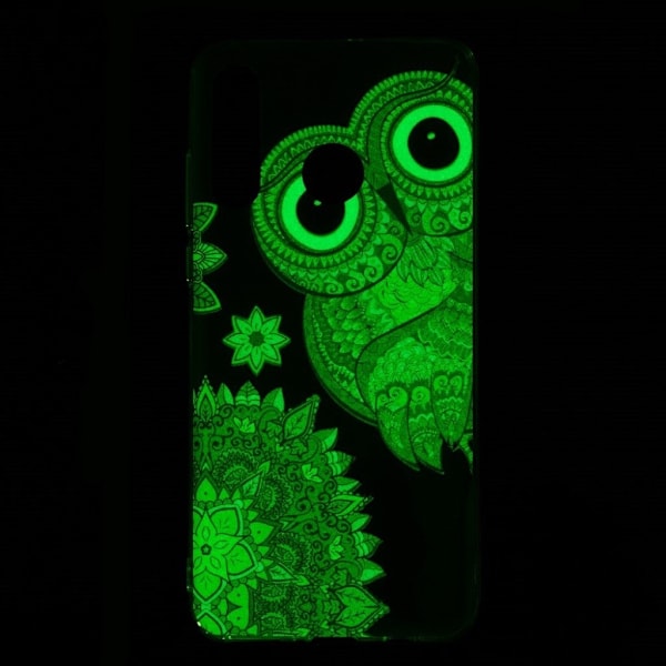 Huawei P30 Lite lysende nat etui - Ugle Mønster Multicolor