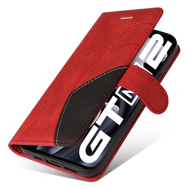 Teksturoitu nahkakotelo hihnalla Realme GT Neo 3T / Realme GT Neo2 / Realme GT2 - Punainen Red