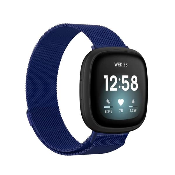 Fitbit Versa 3 klokkerem i rustfritt stål - Blå / Størrelse: L Blue