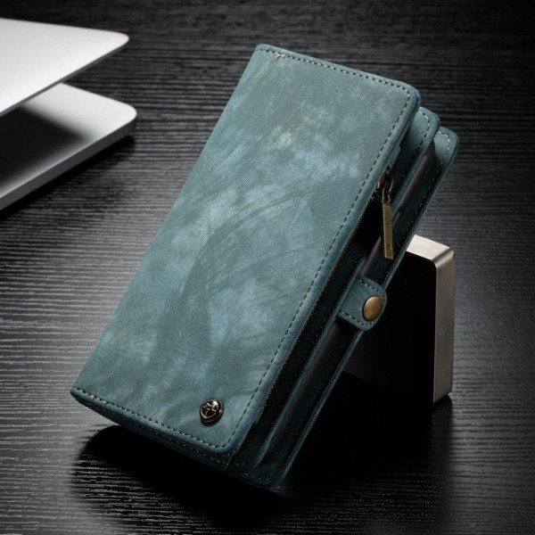 iPhone Xs Max CASEME vintage tyylinen haljais nahkainen lompakko Blue