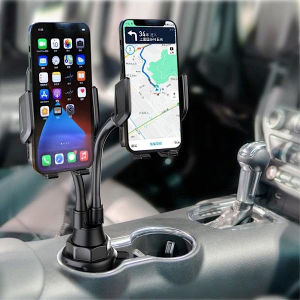 Universal dual head flexible car phone holder Svart