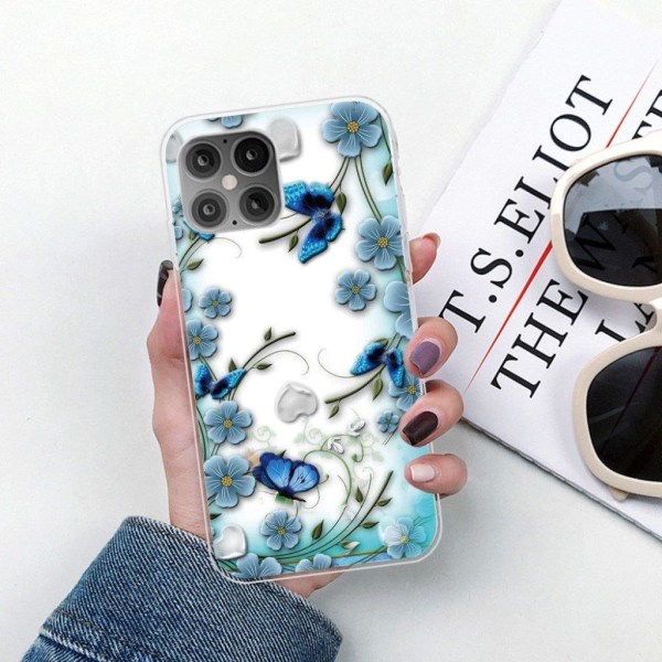 Deco iPhone 12 / 12 Pro case - Flower and Butterfly Blue