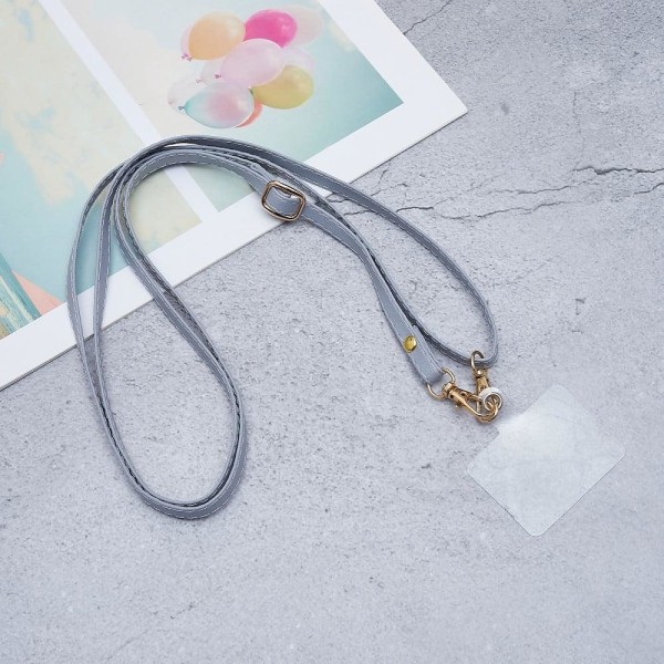 Universal crossbody-nackrem i läder med transparent dyna - Grå Silvergrå
