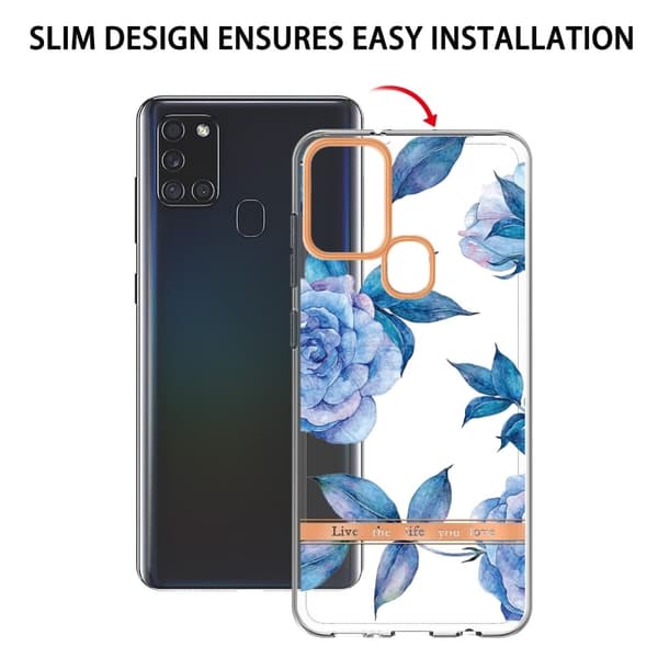 Supertunt och tåligt mjukpärmfodral för Samsung Galaxy A21s - Blå Pion Blå