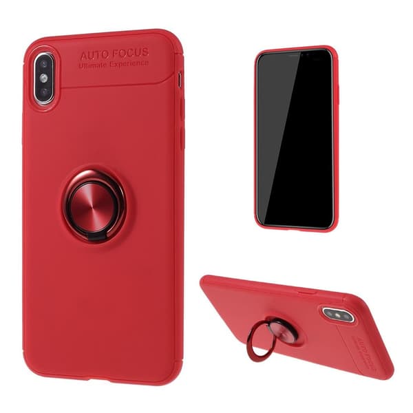 iPhone Xs Max beskyttelses deksel av TPU med finger ring - rød Red
