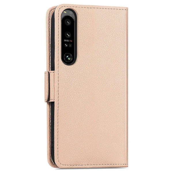 Pehmeä kukkakoristelu nahkakotelo Sony Xperia 1 IV - Khaki Brown