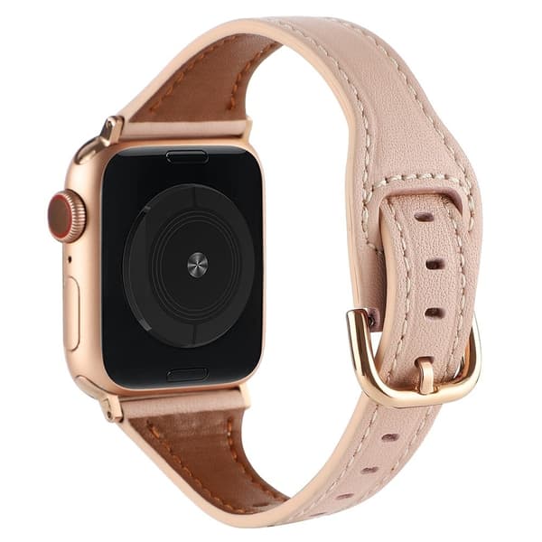 Apple Watch Series 8 (41mm) T-formad klockrem i äkta läder - Rosa Rosa