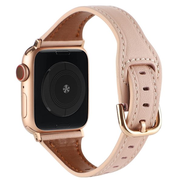Apple Watch Series 8 (41mm) T-formet urrem i ægte læder - Lyserød Pink