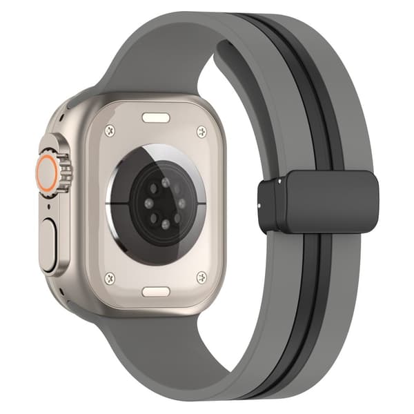 Apple Watch Series 8 (41 mm) armband i tvåfärgad silikon - Grå / Svart Silvergrå