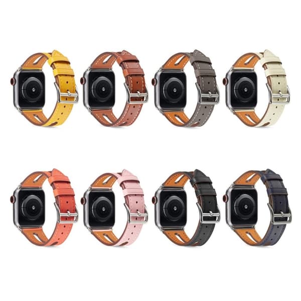 Apple Watch Series 5 40mm læder Læder Urrem - Sort Black
