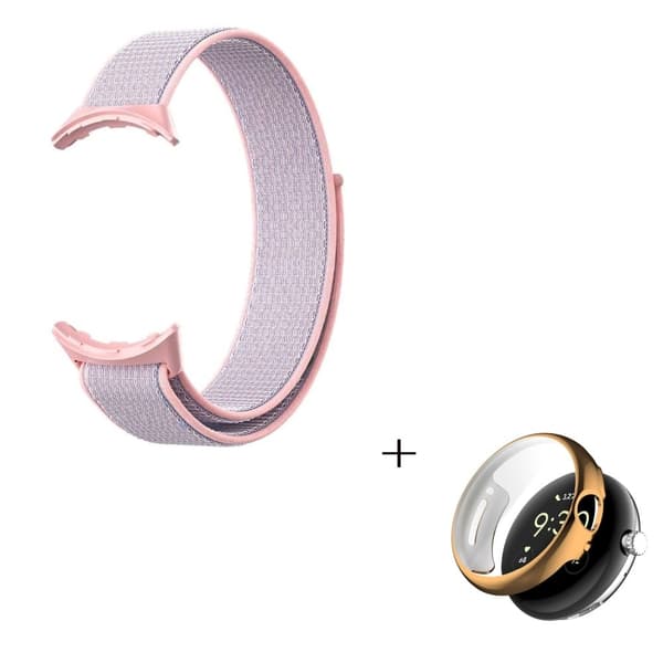 Google Pixel Watch-urrem i nylon med cover i rosaguld - Lyserød Pink