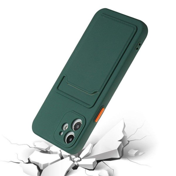 Card Holder Suojakuori For iPhone 12 Mini - Tummanvihreä Green