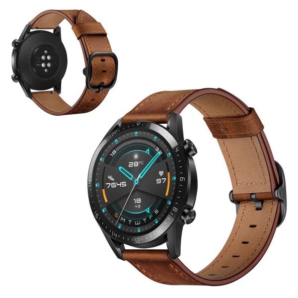 Huawei Watch GT 2 46mm / Honor MagicWatch 2 46mm cowhide leather watch band - Coffee Brun