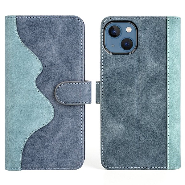 To-farvet iPhone 14 læderetui - Blå Blue