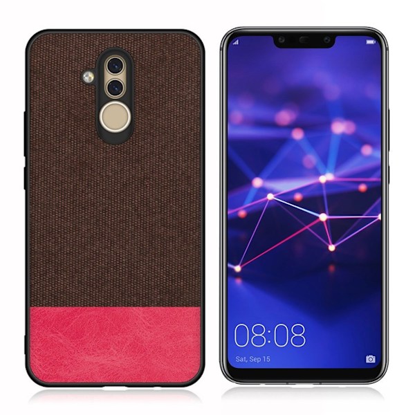 Huawei Mate 20 Lite kankainen tekstuurikotelo - Kahvi / Punainen Multicolor