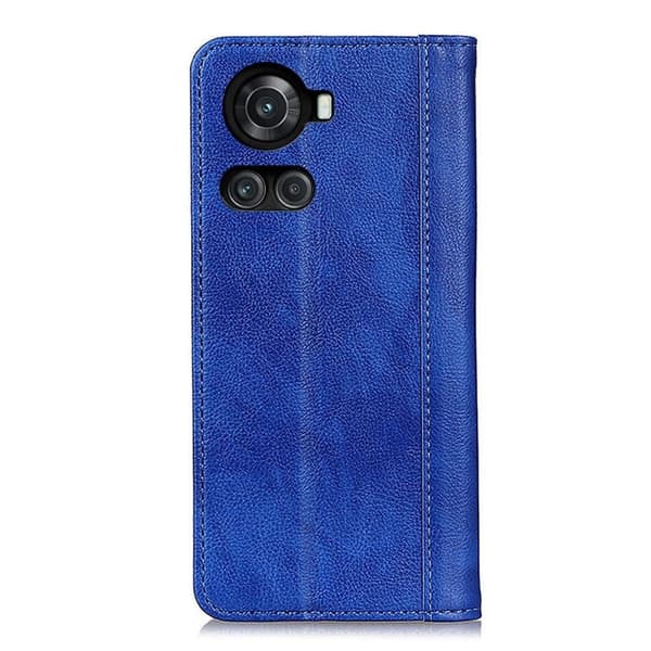 OnePlus 10R / OnePlus Ace ægte læderetui med magnetisk lukning - Blå Blue