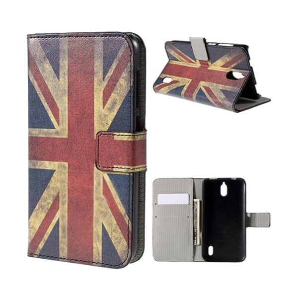Moberg Huawei Y625 Nahkakotelo Korttitaskuilla - Vanhanaikainen Britannian Lippu Multicolor