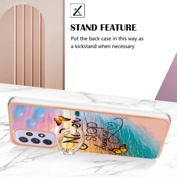 Marble Mønstret Cover med Ring Holder til Samsung Galaxy A73 - Never Stop Dreaming Multicolor