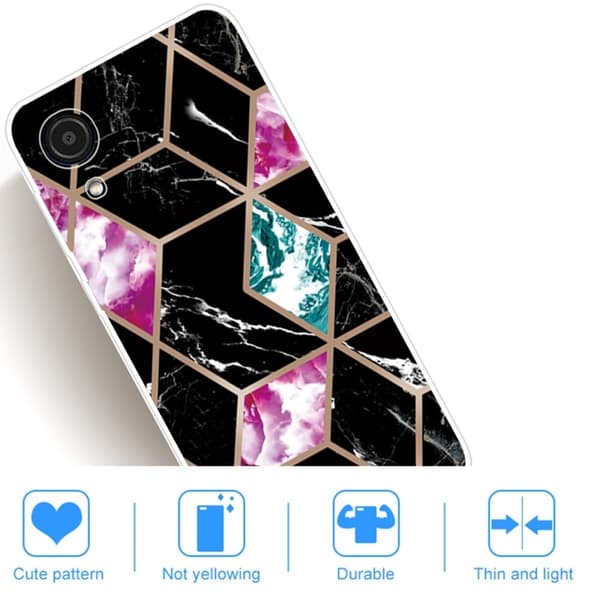 Marmormotiv Samsung Galaxy A03 Core skal - Svart / Cyan / Ros multifärg