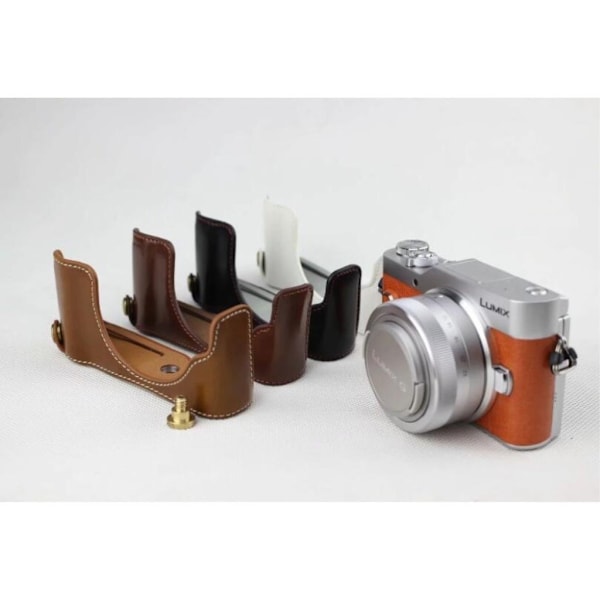 Panasonic Lumix DC-GF10 PU Nahkainen Puoliksi Suojaava Kamera Kotelo - Ruskea Brown