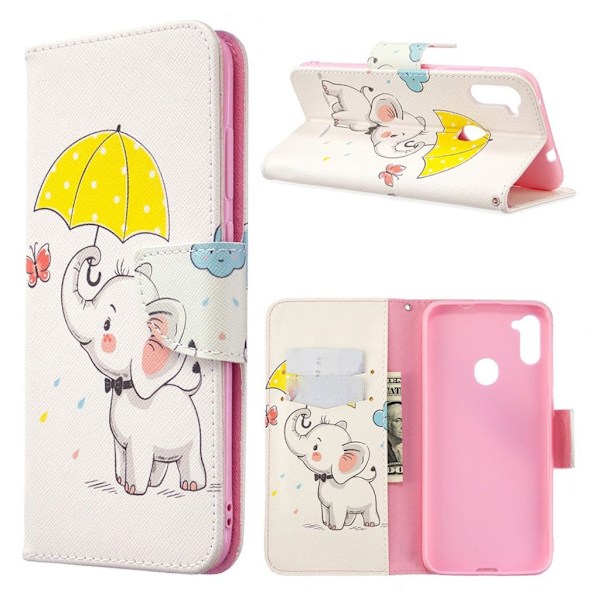 Wonderland Samsung Galaxy A11 / M11 etui - Norsu ja Sateenvarjo Multicolor