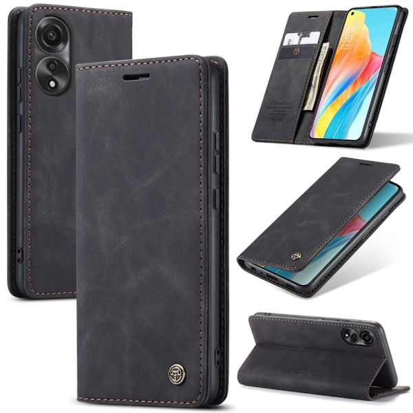 CaseMe Oppo A78 vintage etui - Sort Black