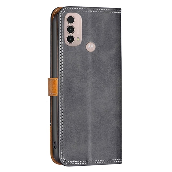 BINFEN tvåfärgat läder Motorola Moto E30 / Motorola Moto E40 fodral - Svart Svart