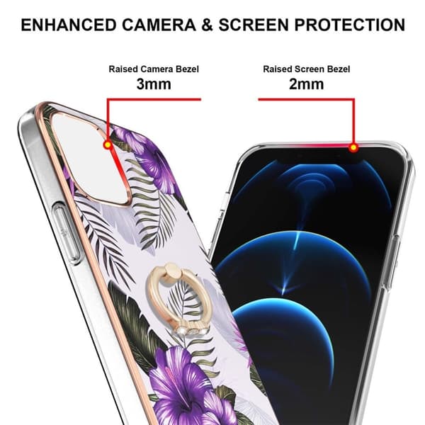 Marmormotiv iPhone 13 skal - Lila Blommor Lila