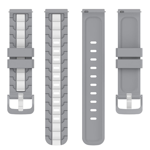22 mm dobbeltfarvet silikoneurrem til Huawei-ur - Grå / Hvid Silver grey