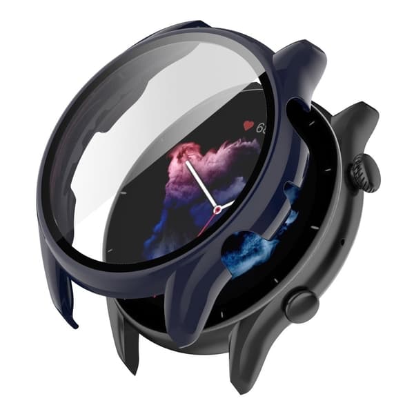 Amazfit GTR 3 / GT3 Pro ramme + hærdet glas - Mørkeblå Blue