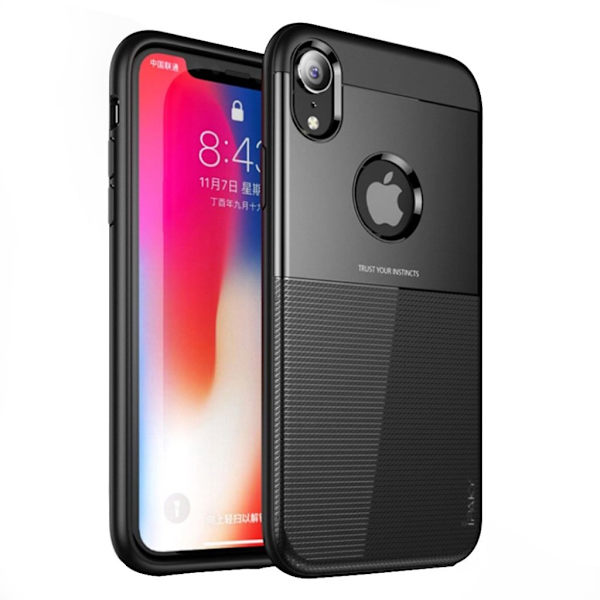 IPAKY iPhone Xr hybrid etui med gittermønster - Sort Black