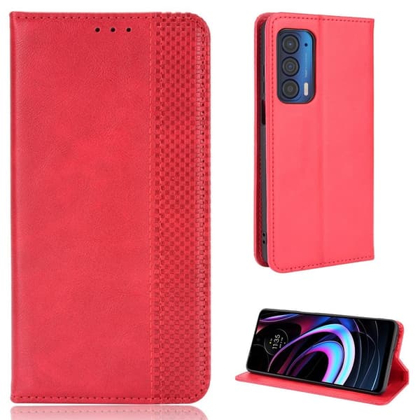 Bofink Vintage Motorola Edge (2021) Lær Etui - Rød Red