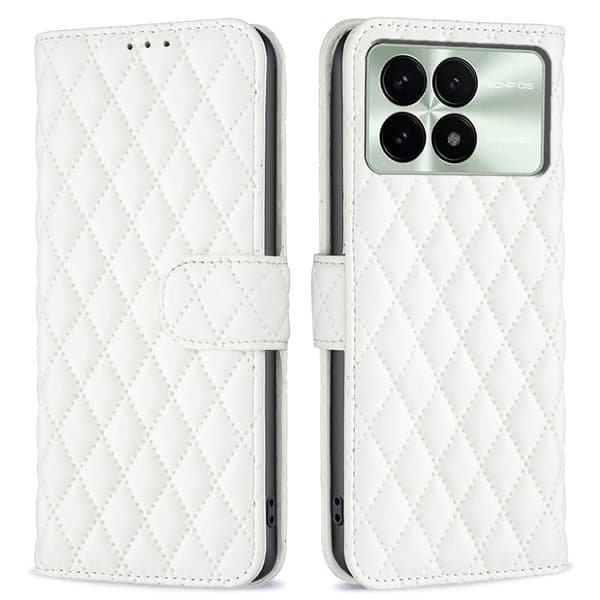 Rombemønster, matt flip-deksel for Xiaomi Redmi K70E - Hvit White