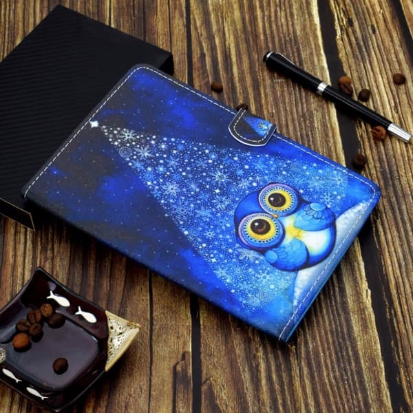 Lenovo Tab M10 HD Gen 2 Beautiful Mønster Printing Lær Etui - Blå Ugle Blue