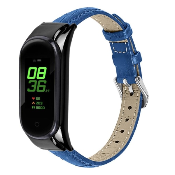 Xiaomi Mi Band 7 Top layer cowhide leather watch strap with blac Blå