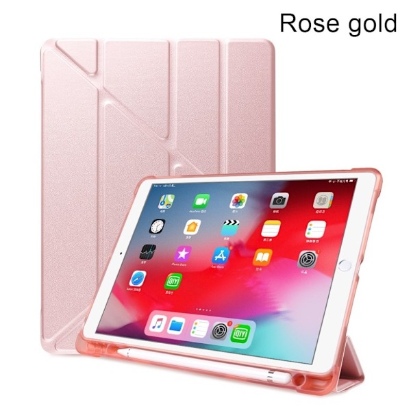 iPad 10.2 (2019) origami flipfodral i läder - Roséguld Rosa
