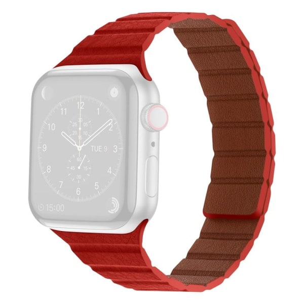 Apple Watch Series 8 (41mm) dobbeltfarvet urrem i ægte læder - Rød Red