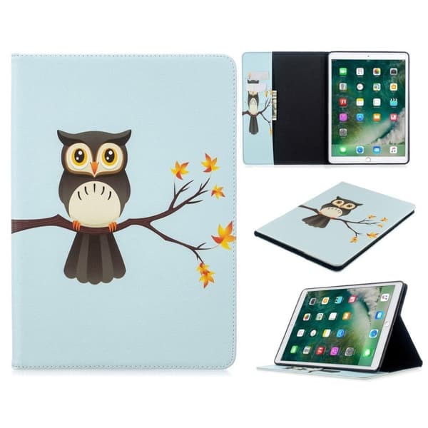 iPad 10.2 (2019) Stilfuldt mønster læder flip etui - Ugle Multicolor