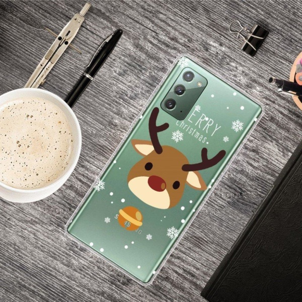 Juletaske til Samsung Galaxy Note 20 - Elg Og Klokke Brown
