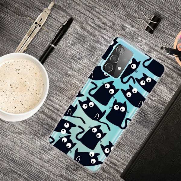 Deco Samsung Galaxy A72 5G etui - sorte katte Black