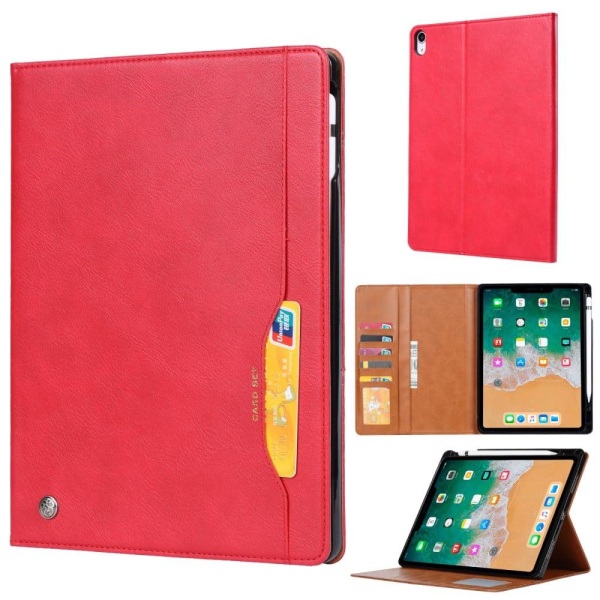 iPad Mini 6 (2021) wallet design leather flip case with pen slot Red