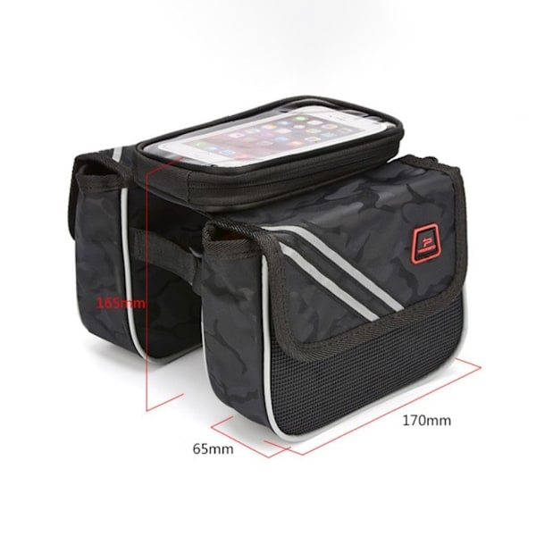 PROMEND MTB touch screen opbevaringstaske cykelstyr - Gul / Blå Striber Multicolor