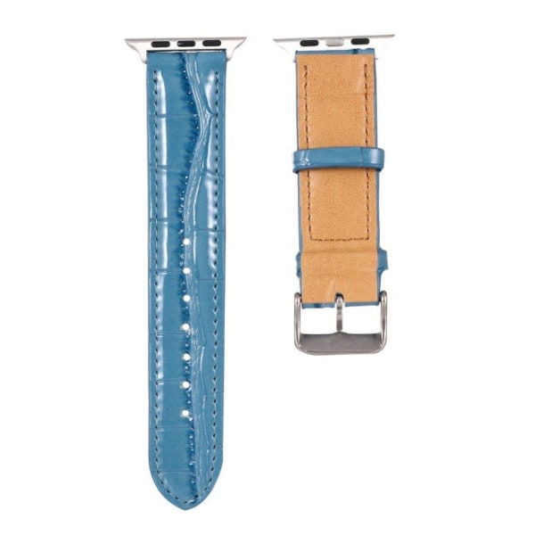 Apple Watch Series 5 / 4 44mm leather case with crocodile pattern - Blue Blå