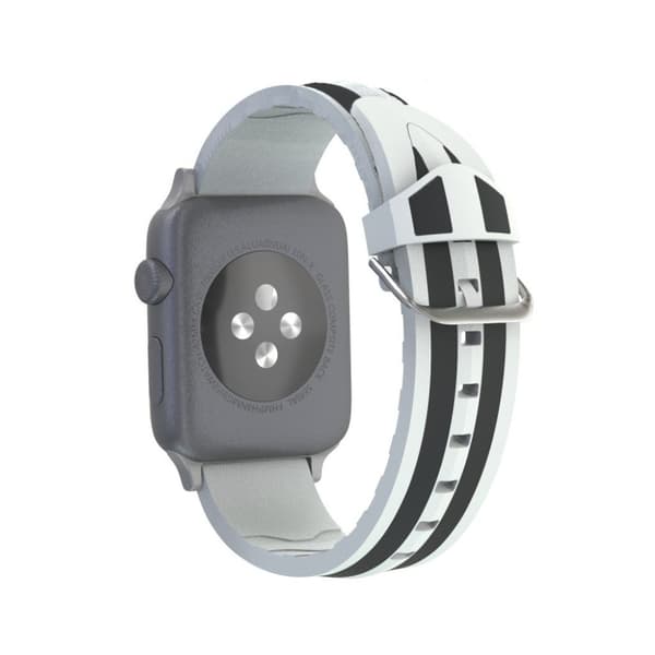 Apple Watch Series 4 44mm silikoninen kellonauha - Harmaa / Musta Silver grey