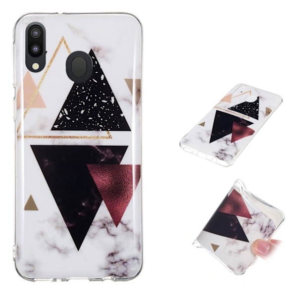 Marble Samsung Galaxy M20 cover - Dark Triangles Marble Multicolor