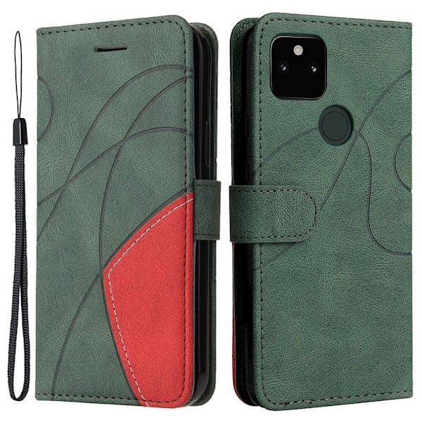 Texturerat läder Google Pixel 5a fodral med handledsband - Grön Grön